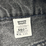 550 White Tab Levis Denim Shorts - 34W 11L Black Cotton