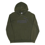 PUMA Mens Green Pullover Hoodie S Classic Logo Cotton Blend Casual Sweatshirt
