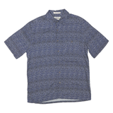 CAMPIA Mens Blue Pattern Shirt M Cotton Blend Casual Short Sleeve Button Shirt
