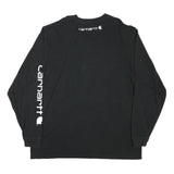 CARHARTT Mens Black XL Long Sleeve Crew Neck Logo Print Cotton Blend T-Shirt