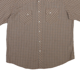 WRANGLER Mens Brown & Cream Checked Western Shirt XL Short Sleeve Cotton Blend