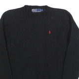 POLO RALPH LAUREN Boys Black Wool Plain Crew Neck Basic Knit Jumper L