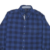 NAUTICA Mens Blue & Navy Checked Shirt XL Button-Down Cotton Blend Casual