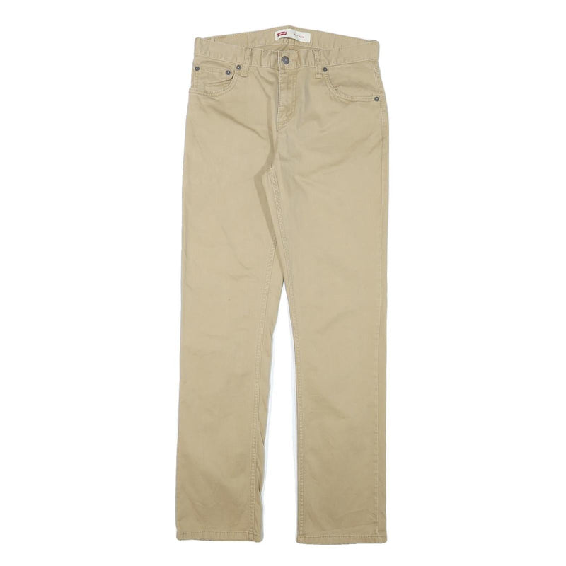 LEVI'S Boys Slim Fit Beige Cotton Blend Trousers W29 L29 Classic Stylish Zip