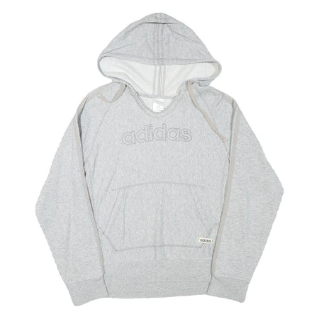 ADIDAS Womens Grey Hoodie L Cotton Blend Pullover Casual Lightweight Comfort