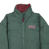 HELLY HANSEN Womens Green & Burgundy Puffer Jacket M Polyester Zip Casual