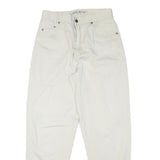 COSMOS Mens Cotton Blend Relaxed White Trousers W28 L28 Casual Zip Pocket Detail