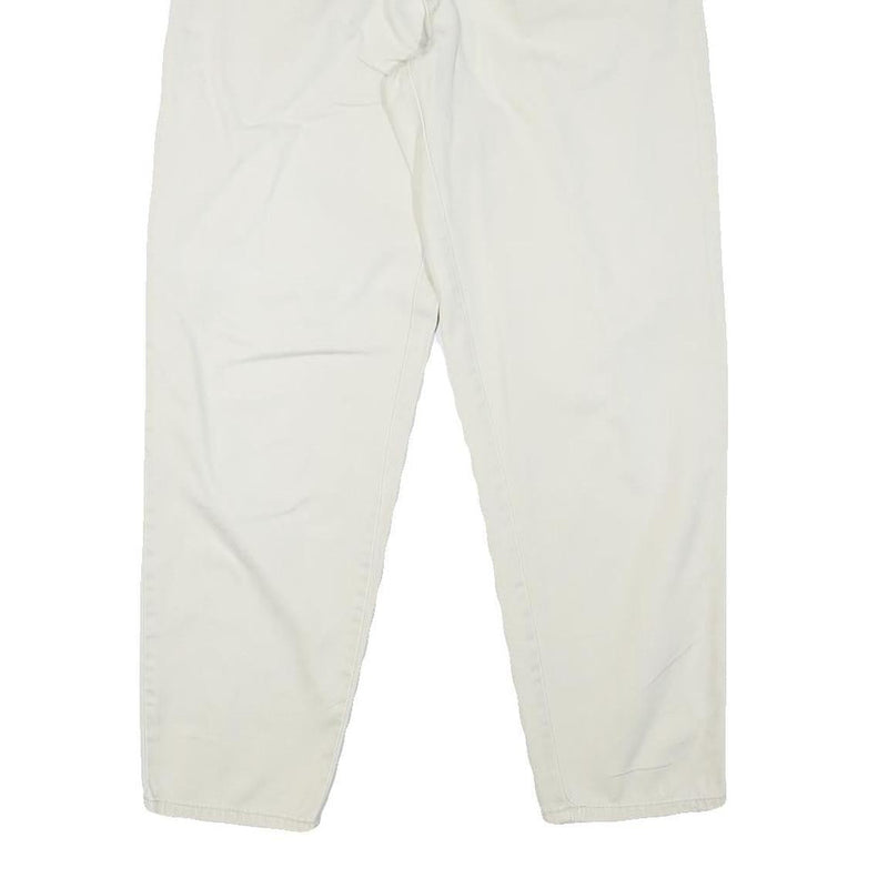 COSMOS Mens Cotton Blend Relaxed White Trousers W28 L28 Casual Zip Pocket Detail