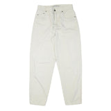 COSMOS Mens Cotton Blend Relaxed White Trousers W28 L28 Casual Zip Pocket Detail