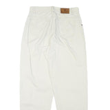 COSMOS Mens Cotton Blend Relaxed White Trousers W28 L28 Casual Zip Pocket Detail