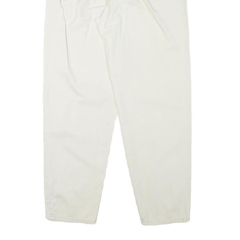 COSMOS Mens Cotton Blend Relaxed White Trousers W28 L28 Casual Zip Pocket Detail