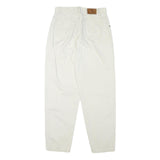 COSMOS Mens Cotton Blend Relaxed White Trousers W28 L28 Casual Zip Pocket Detail