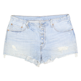 LEVI'S Womens Shorts Blue Denim Cut-Off M W32 Button Fly Casual Distressed