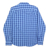 NAUTICA Mens Blue & Navy Check Shirt L Classic Cotton Blend Casual