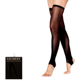 LECHERY® LUSTROUS SILKY SHINY STIRRUP THIGH HIGHS • BLACK