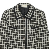 DESARBRE Womens Black & White Check Wool Blend Button Jacket XS Woven Elegant