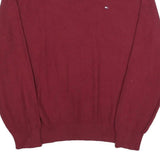 TOMMY HILFIGER Mens Maroon Plain Cotton Blend Regular Fit Crew Neck Jumper L