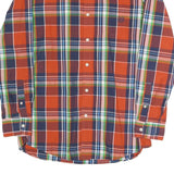 CHAPS Mens Orange & Navy Blue Plaid Cotton Blend Shirt M Button Down Smart