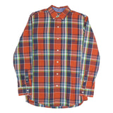CHAPS Mens Orange & Navy Blue Plaid Cotton Blend Shirt M Button Down Smart
