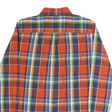 CHAPS Mens Orange & Navy Blue Plaid Cotton Blend Shirt M Button Down Smart