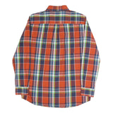 CHAPS Mens Orange & Navy Blue Plaid Cotton Blend Shirt M Button Down Smart