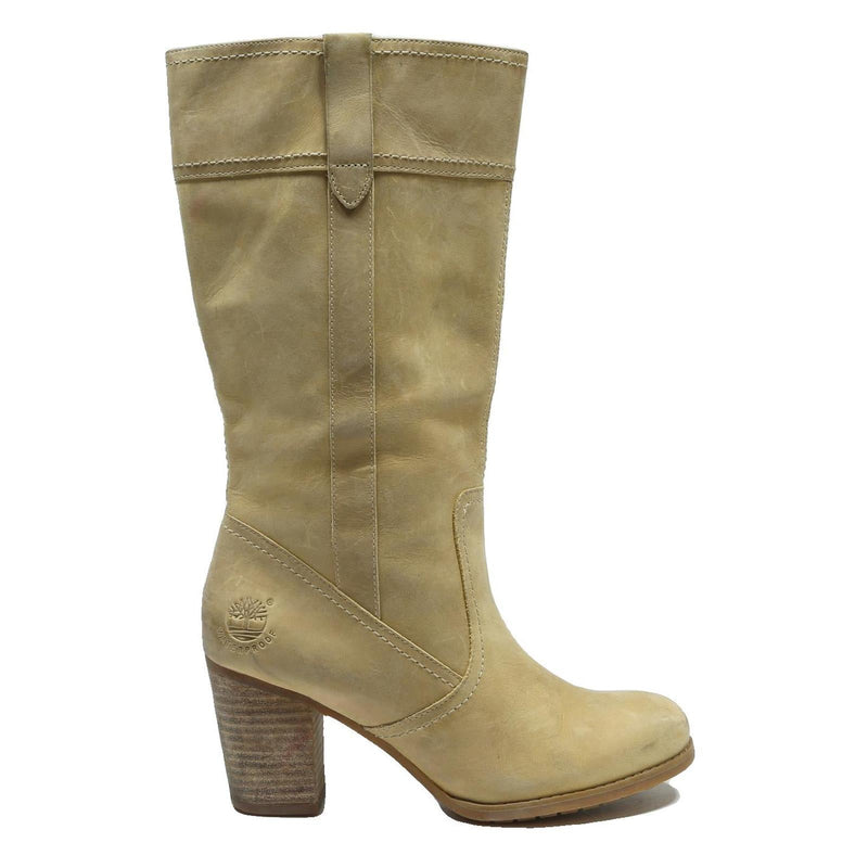 TIMBERLAND Womens Leather Beige High Heel Boots UK 5 Waterproof Stylish