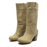 TIMBERLAND Womens Leather Beige High Heel Boots UK 5 Waterproof Stylish