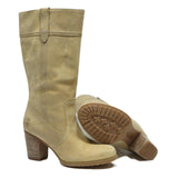 TIMBERLAND Womens Leather Beige High Heel Boots UK 5 Waterproof Stylish