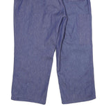 Mens Blue Cotton Relaxed Straight Trousers W40 L28 Button Closure Casual