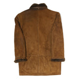Womens Brown Suede Coat M Cotton Blend Plain Button Closure Winter Jacket