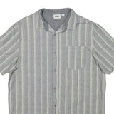 VANS Mens Grey & White Stripe Shirt M Casual Cotton Blend Summer Button