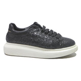 ALEXANDER MCQUEEN Oversized Glitter Womens Low Top Trainers Black Synthetic UK 6