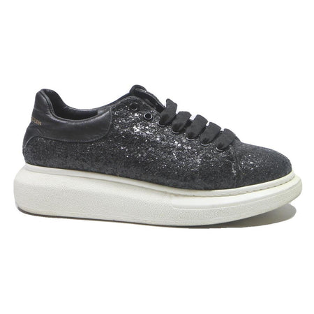 ALEXANDER MCQUEEN Oversized Glitter Womens Low Top Trainers Black Synthetic UK 6