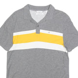 CALVIN KLEIN Mens Grey & Yellow Colourblock Short Sleeve Polo Shirt S