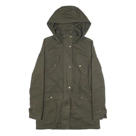 DIESEL Womens Green Cotton Outdoor Jacket XS Hooded Zip Pockets Casual