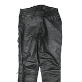 LOUIS Womens Leather Black Regular Straight Trousers W31 L31 Zip Lace-Up Sides