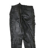 LOUIS Womens Leather Black Regular Straight Trousers W31 L31 Zip Lace-Up Sides