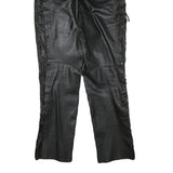 LOUIS Womens Leather Black Regular Straight Trousers W31 L31 Zip Lace-Up Sides