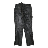 LOUIS Womens Leather Black Regular Straight Trousers W31 L31 Zip Lace-Up Sides