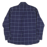 FRED PERRY Mens Blue Shirt XL Cotton Blend Checked Long Sleeve Button Down