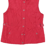 TRIBAL Womens Red Quilted Button Jacket M Polyester Blend Waist Detail
