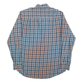 PIERRE CARDIN Mens Blue & Brown Check Shirt M Button Down Collar Casual Cotton