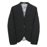BENETTON Womens Black Pinstripe Blazer Jacket XS Polyester Blend Button Closure