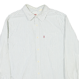 LEVI'S Mens White & Grey Stripe Cotton Blend Shirt L Casual Button Down Long