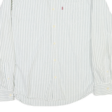 LEVI'S Mens White & Grey Stripe Cotton Blend Shirt L Casual Button Down Long