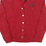 LAUREN RALPH LAUREN Womens Red Cable Knit Button Up Jumper Shawl Collar XL