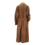 Womens Brown Wool Blend Long Sleeve Button Jacket M Belted Classic Outerwear