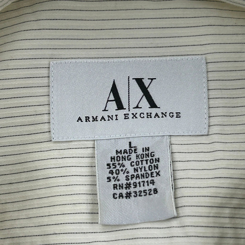 Armani Exchange Striped Shirt - Large Beige Cotton Blend