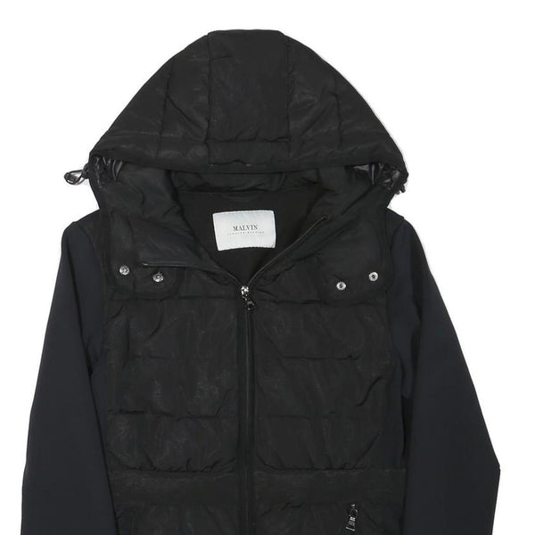 MALVIN Womens Black Outdoor Jacket S Polyester Blend Woven Plain Zip Hooded