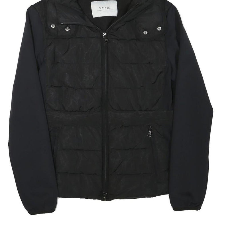 MALVIN Womens Black Outdoor Jacket S Polyester Blend Woven Plain Zip Hooded